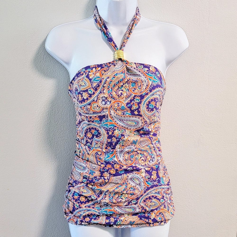 6 LRL Ralph Lauren Swim Tank Top Halter Tropical Resort Summer Vacation Tankini